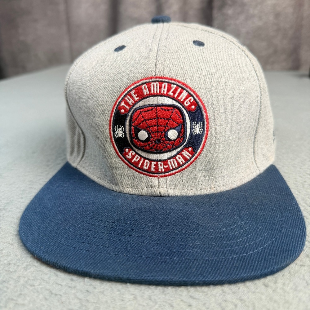 Funko Pop Marvel The Amazing Spider-Man Snapback Hat Gray Navy Flat Brim Cap